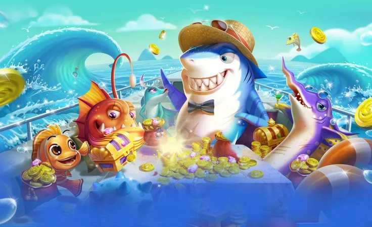 Visual permainan tembak ikan mobile dengan tema laut